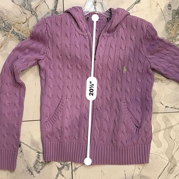 Ralph Lauren | XS | purple zip front hooded cable knit cardigan hoodie jacket - Picture 10 of 10